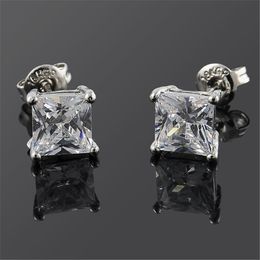 925 Silver Women's Stud Earrings 18K Platinum-Plated Zircon Stud Earrings Hypoallergenic Square Ear Bone Nails for Women and Men Designer Luxury Jewellery