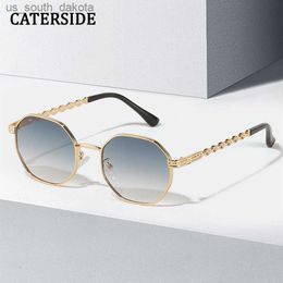 CATERSIDE Fashion Polygon Sunglasses Women Men 2022 New Square Sun Glasses Lady Metal Retro Openwork Legs Octagon Gafas De Sol L230523