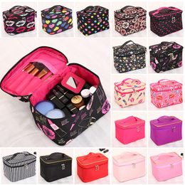 Cosmetic Bags 2023 Portable Girls Square Lip Print Pattern Bag Travel Makeup Essential Organiser Zipper Pouch Toiletry Kit