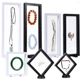 Jewelry Pouches Square/rectangular Plastic Box Transparent Stands Black White 3D Picture Frame PE Membrane Floating Display Case Holder