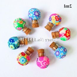 Wholesale glass polymer clay bottle with cork,15ml small essential oil bottle necklace pendant bottle Factory Price Whtxn