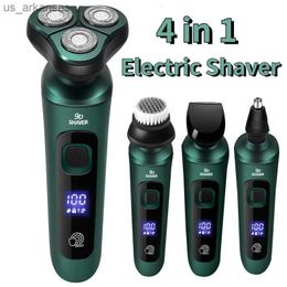 4 in 1 Electric Shaver for Men Smart LED Digital Display Triple Blade Floating Razor USB Rechargeable Washing Beard Remover