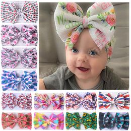 18*13 CM Vintage Print Elastic Wide Hairband Fashion Cartoon Pattern Bows Baby Headband Hair Accessories Birthday Gifts