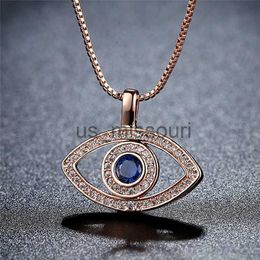 Pendant Necklaces Blue Evil Eye Pendant Necklace Luxury Crystal CZ Clavicle Necklace Silver Rose Gold Jewelry Third Eye Zircon Necklace Fashion Birthda J230612