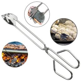 Convenient BBQ Tools Stainless Steel Scissors Type Grilled Food Clip Barbecue Accessories Portable Tongs Outdoor Gadget JN12