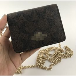 Mini Short Cross Body Foldable Half Fold Card, Coin Leather Storage Commercial Affairs Versatile and Multi-color Casual Chain Bag Wallet Purse