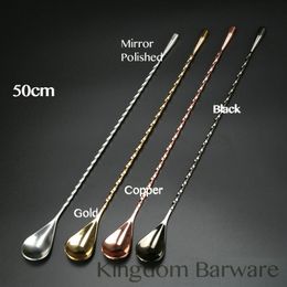 Bar Tools 50cm Cocktail Spoon 304 Stainless Steel Twisted Mixing Stir Tool 230612