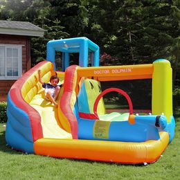 Inflatable Moonwalk Water Slide Pool Bounce House Jumper Bouncer Castle Jumping Toys for Kids Outdoor Party Play Fun in Garden Bouncy Jumper Water Spray with Pool