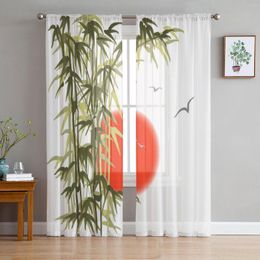 Curtain Bamboo Forest Sun Tulle Curtains For Bedroom Home Decor Living Room Kitchen Voile Blind Drapes