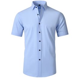 6XL 2023Spring and Autumn New Men's Shirt Fashion No Iron Fitted Luxury Solid Large Sleeves Elastic Business Casual