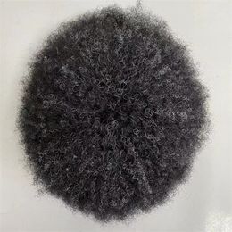 European Virgin Human Hair Piece 6mm Wave Toupee #1Grey Full Lace Units for Black Man