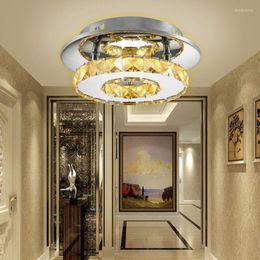 Ceiling Lights Modern LED Crystal Light Fixture Chrome 8 Inch 3 Colour Lamp Surface Mount Chandelier Kitchen Dining Room Hallway Bedroom