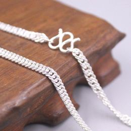 Chains Real 999 Fine Silver Necklace 6mm Width Curb Link Chain 19.7inch 30-32g