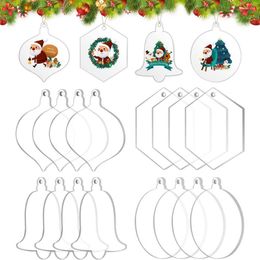 Keychains 32Pcs Acrylic Christmas Ornament Round Hanging Decor Tree Decoration Tags DIY Crafts Holiday