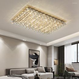 Chandeliers 2023 Modern Style Design Led Chandelier For Living Room Bedroom Kitchen Study Lamp Chrome Silver Rectangle Crystal Ceiling Light