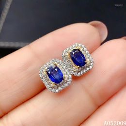 Stud Earrings KJJEAXCMY 925 Sterling Silver Inlaid Natural Sapphire Classic Ladies Ear Support Test