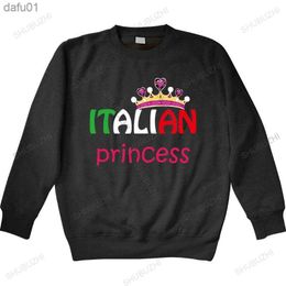 Cute Italian Princess Tiara Italy Flag Graphic hoodie s-3xl long Sleeve Humour Harajuku men gift slim fit warm hoody thin style L230520