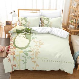 Bedding sets My Neighbor Totoro Bedding Set Single Twin Full Queen King Size Kawaii Bed Set Aldult Kid Bedroom Duvetcover Sets 3D Anime 038 Z0612