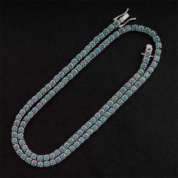 Moissanite Tennis Chain 925 Sterling Silver Golden Plated 3mm 4mm 1ct Red Blue Coloured Moissanite Tennis Chain