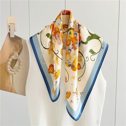 Sarongs 100% Natural Silk Scarf for Women Print Bufanda Mujer Real Silk Headscarf 65x65cm Bandanas Silk Scarves Square Neckscarf Wraps 230609
