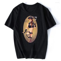 Men's T Shirts Boy Tops Sexy Print T-shirt Men Black Shirt Short Sleeve Tshirt Pin Up Girl Cowgirl Slim Fit Tees