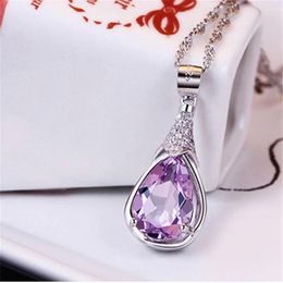 Pendant Necklaces Necklace Womens Purple Crystal Chain Jewellery Birthday Gift