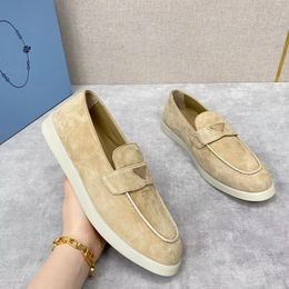 Summer Gentleman Walk Men's Loafers Dress Casual Sneakers Shoes Flat Low Top Suede Cow Leather Oxfords Suede Moccasins Rubber Sole Footwear 38-46