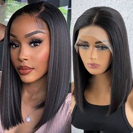 Short Bob Wig Bone Straight 13x4 Lace Front Human Hair Wigs For Women HD Transparent Lace Frontal Wig Glueless Wig Human Hair