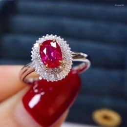 Cluster Rings Top Quality Natural And Real Ruby Ring Gemstone Wedding Engagement For Women Fine Jewellery Gift Wholesale