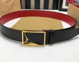 Luxury Designer Belt New Red Shiny Bottoms For Men Women Clothings Accessories Belts Big Buckle High Quality 5A+ Genuine Leather Width 3.5CM Waistbands With Box
