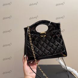 Designer Womens Handbag Double Colour Patent Leather Diamond Cheque Gold Metal Hardware Buckle Dmatelasse Chain Crossbody Purse Princess Bags Key Bags 24x20cm