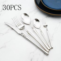 Dinnerware Sets Silver Luxury Cutlery Set Stainless Steel Spoon Cake Fork Knife Restaurant Tableware Household Quality Silverware