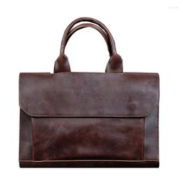 Briefcases Men's Retro Portable Tide Bag Korean PU Leather Crazy Horse Briefcase Shoulder Messenger Business Computer Bags