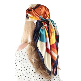 Sarongs Vintage Paisley Silk وشاح Women مصمم أزياء Headhair Scarves 90*90cm Hijab Bandana Cheveux Fulard Femme 90x90cm 230609