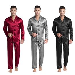 Mäns sömnkläder Tony Candice Men's Satin Silk Pyjama Set Men Pyjamas Silk Sleepwear Men Sexig modern stil mjuk mysig satin nattklänning män sommar 230612