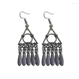 Dangle Earrings LosoDo Bohemian Ethnic Style Long Triangle-shape Tassel Female Personality Creative Wild Water Drop