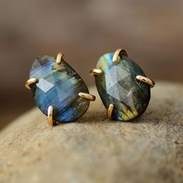 Stud Luxury Women Earrings Unique Labradorite Lady Bold Fashion Stud Earring Costume Jewellery Bijoux Wholesale 230612