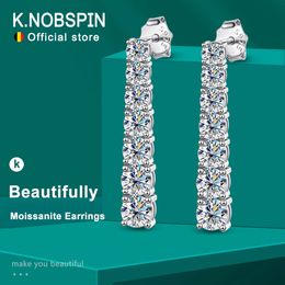 Clip-on Screw Back KNOBSPIN D VVS1 Pandent Earrings for Woman Wedding Jewely with GRA s925 Sterling Sliver Plated 18k White Gold Earring 230609