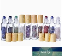 Classic 10ml Essential Oil Diffuser Clear Glass Roll on Perfume Bottles with Crushed Natural Crystal Quartz Stone