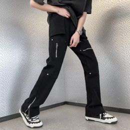 Men's Jeans 2023 Fashion Kpop Baggy Flared Cargo Y2K Pants Men Clothing Ankle Zipper Straight Korean Casual Cotton Long Trousers