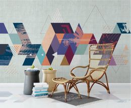 Wallpapers Bacal Custom Wallpaper 3d Mural Po Papel De Parede Nordic Abstract Colorful Geometric Pattern TV Wall Papers Home Decor