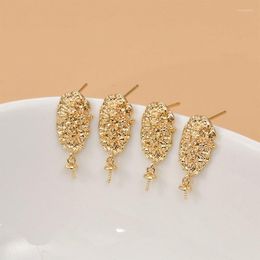 Stud Earrings 2PCS Gold Plated Oval Irregular Lava Including Pearl Seat Charms For Jewelry Making DIY Brass Accessories