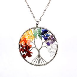 New Fashion 925 Silver Necklace Natural Gravel Crystal Life Tree Pendant Necklaces for Women Jewellery Valentine's Day Gift