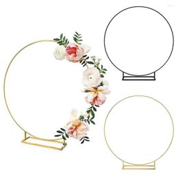 Decorative Flowers Gold Iron Metal Ring Wreath Flower Rack Wedding Bridesmaid Handheld Garland DIY Birthday Hanging Deco Valentinesday Gift