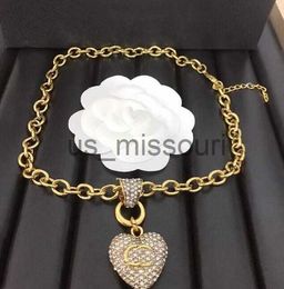 Pendant Necklaces Designer 18K Gold Plated Pendant Women Gold Silver Letter Necklaces Chain Crysatl Rhinestone Choker Brand Necklaces for Girl Wedding J230612