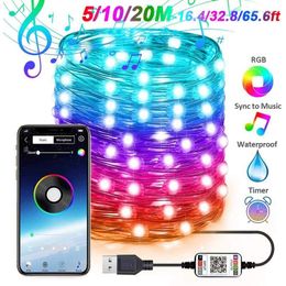 Strings 5M/10M/15M/20M USB Bluetooth Smart Led Light String App Remote Control For Christmas Wedding Garden Party Holiday Decoration