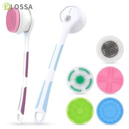 Scrubbers ELOSSA Electric Body Brush Face Massager Bath Silicon Body Scrubber Waterproof Exfoliating Brush Shower 5 Heads Skin Scrubber