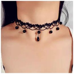 Choker Gothic Classic Fashion White Collar Women Lace Party Pearl Tassel Hollow Vintage Wedding Banquet Necklace