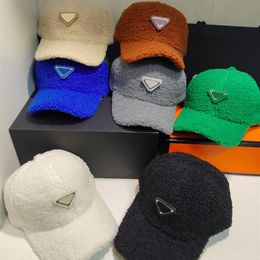 Winter Unisex Designers Ball Caps Artificial Lamb Wool Women Travel Warm Spring Hats Men Baseball Cap 7 Colors Fashion Plush Hat265x