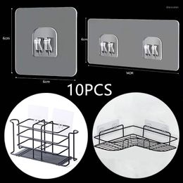 Hooks 10PCS Transparent Hanging Shelf Wall Storage Rack Fixing Patch Strong Self-Adhesive Snap For Kitchen Bathroom Gadgets